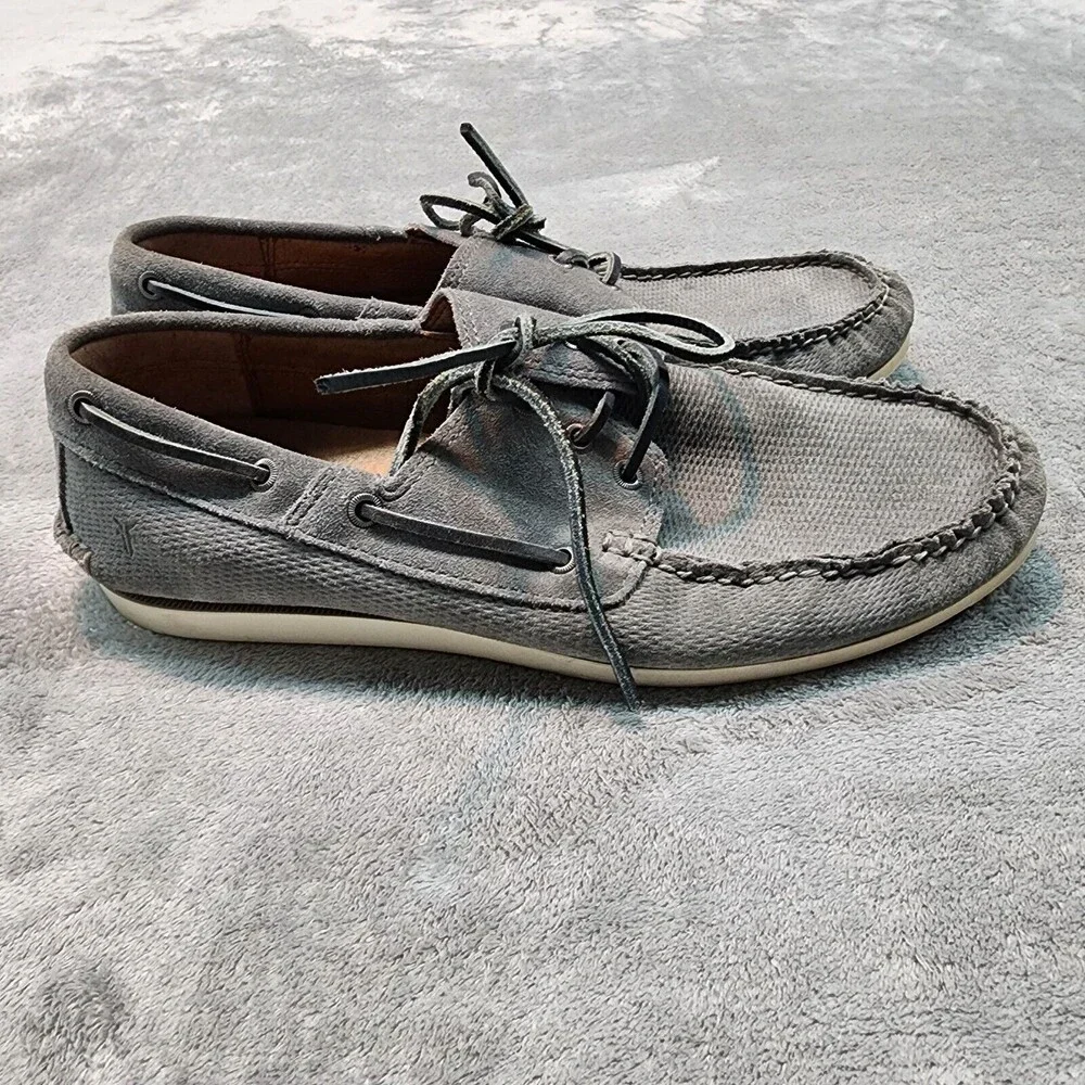 Frye Briggs Boat Shoes Men's Size 11.5 Gray Suede